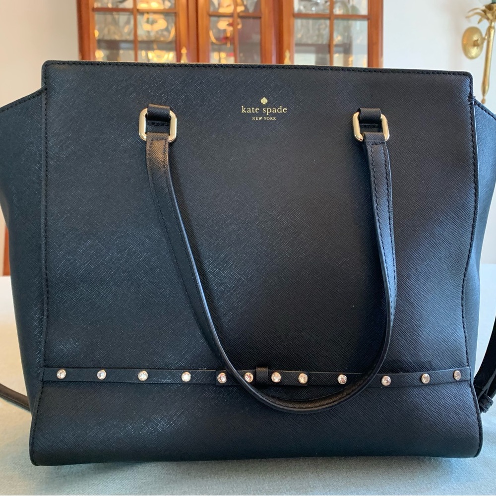Kate Spade bag, bow & rhinestone detail & coordinating burgundy wallet